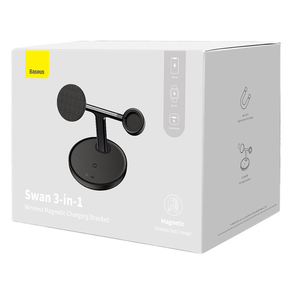 Baseus Swan - Ασύρματη Βάση Φόρτισης MagSafe 3in1 - Black
