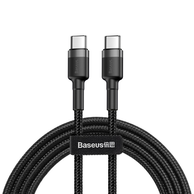 Baseus Cafule Cable Type - C 3A PD 2.0 Flash Charging - Καλώδιο Γρήγορης Φόρτισης Type - C to Type - C 2M - Black / Grey - CATKLF - HG1
